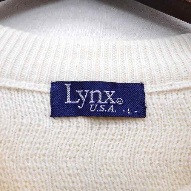 中古】リンクス Lynx セーター ニット 柄編み イラスト 刺繍 英字 ロゴ