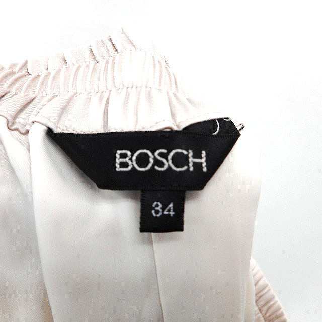 BOSCH ボッシュ パンツ ロング ボトムス ズボン モカ ベージュ 34(XS) クロップド アンクル丈 ワイド ガウチョ イージー ウエストゴム タック サテン ポリエステル おしゃれ シンプル 無地 きれいめ 大人女子 ブランド 上品 ベーシック【レディース】