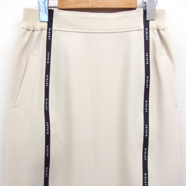中古】リズレー RISLEY ジップ ロング ナロースカート 38 オフホワイト