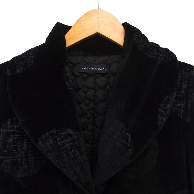 【中古】ヴァレンティノ ヴァレンチノ  VALENTINO JEANS ベロア ショールカラー ジャケット 水玉 総裏地 アウター S 中古】ヴァレンティノ ヴァレンチノ VALENTINO JEANS ベロア ショール