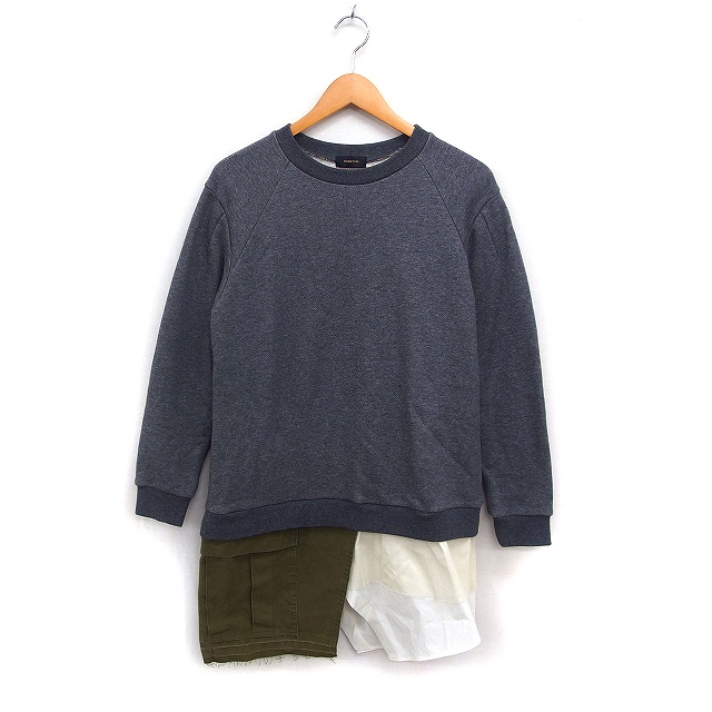 【中古】アンダーカバー UNDERCOVER スウェット シャツ 異素材ドッキング プルオーバー 2 グレー 灰 カーキ /FT5