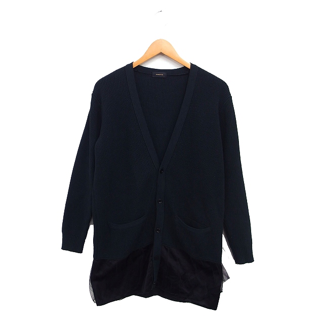 【中古】アンダーカバー UNDERCOVER ドッキング ロング カーディガン 無地 2 ブラック 黒 /FT6 レディース