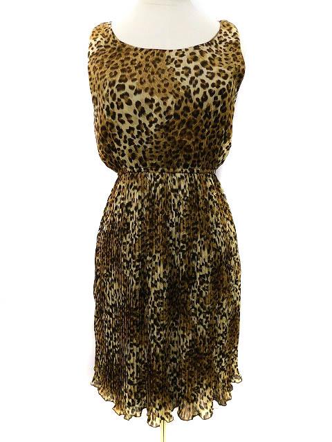 中古 ムルーア Murua ワンピース ラウンドネック ノースリーブ プリーツ ヒョウ柄 ひざ丈 99 F 茶 黒 ベージュ レディースの通販はau Wowma ブランド古着のベクトル