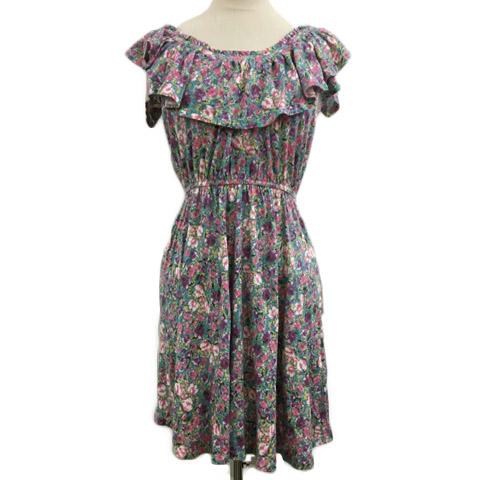 中古 ザラ トラファルック ワンピース フレア ひざ丈 オフショルダー 花柄 フリル 半袖 Usa M ピンク 緑の通販はau Pay マーケット ブランド古着のベクトル