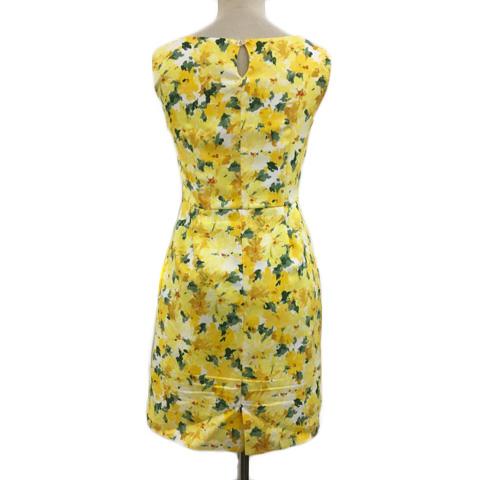 中古 エルディープライム ワンピース タイト ミニ 花柄 ノースリーブ 36 黄 緑 イエロー グリーン レディースの通販はau Pay マーケット ブランド古着のベクトル