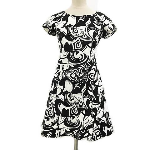 中古 ルビーリベット ワンピース フレア ミニ ラウンドネック 総柄 半袖 38 白 黒 ホワイト ブラック レディースの通販はau Pay マーケット ブランド古着のベクトル
