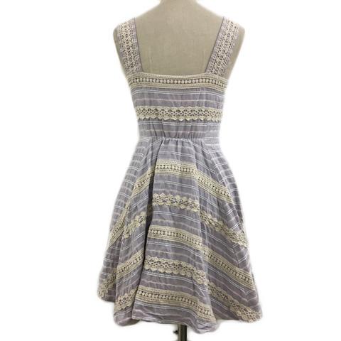 中古 マーキュリーデュオ ワンピース フレア ミニ ボーダー レース ラメ ノースリーブ F 紫 白の通販はau Pay マーケット ブランド古着のベクトル