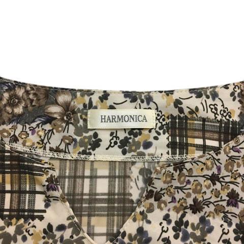 中古 ハーモニカ ワンピース Iライン フレア ミニ キーネック スリットネック 花柄 七分袖 M グレー 茶 ブラウンの通販はau Pay マーケット ブランド古着のベクトル