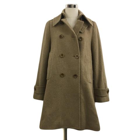 【中古】セオリー コート Pコート ロング ダブル センターベント ウール アンゴラ混 ネップ 無地 長袖 2 茶