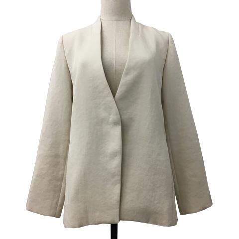 【中古】アルアバイル ジャケット ノーカラー Vネック センターベント 無地 長袖 1 ベージュ レディース