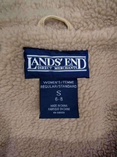 【中古】ランズエンド LANDS' END ジャケット コート 中綿 ボア コットン S ベージュ レディース｜au PAY マーケット