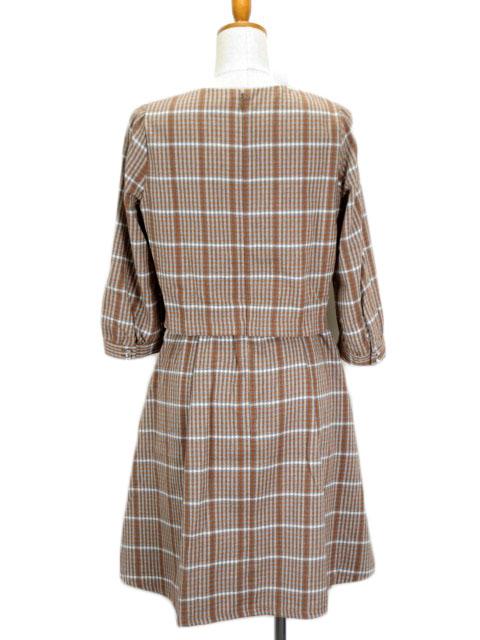 中古 マジェスティックレゴン Majestic Legon ワンピース チェック フレア ダーツ 七分袖 M 茶 レディースの通販はau Pay マーケット ブランド古着のベクトル