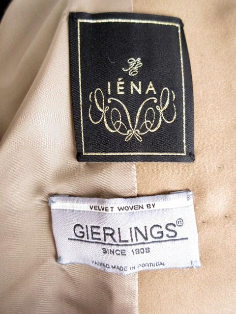 中古】イエナ IENA GIERLINGS ジャケット ノーカラー ベルベット 