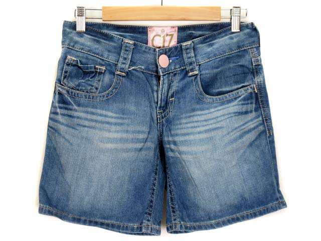【サイズ交換ＯＫ】 中古】C17 青 XS デニム ショートパンツ シーセブンティーン XSサイズ以下