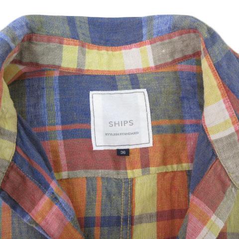 中古】シップス SHIPS シャツ オープンカラー チェック 長袖