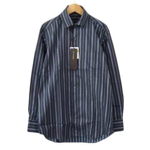 【中古】未使用品 イルファーロ IL FARO シャツ オープンカラー ストライプ 長袖 S チャコールグレー メンズの通販は
