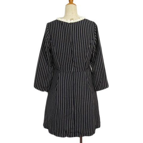 中古 ジ エンポリアム The Emporium ワンピース ストライプ フリル Bright 七分袖 L 紺 ネイビー レディースの通販はau Pay マーケット ブランド古着のベクトル