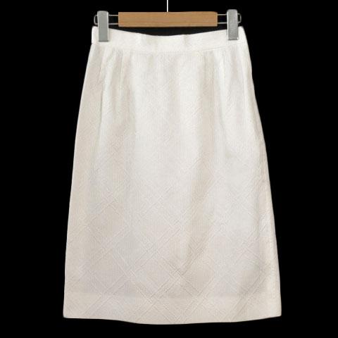 【中古】イヴサンローラン YVES SAINT LAURENT ビンテージ スカート ジャガード チェック 36 国内正規 白 レディース