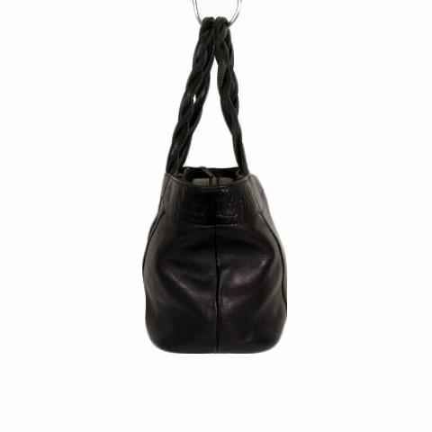 中古】イビサ IBIZA ハンドバッグ ステッチ レザー 黒 ブラック