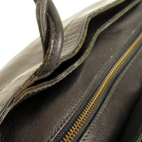 中古】イビサ IBIZA ハンドバッグ ステッチ レザー 黒 ブラック