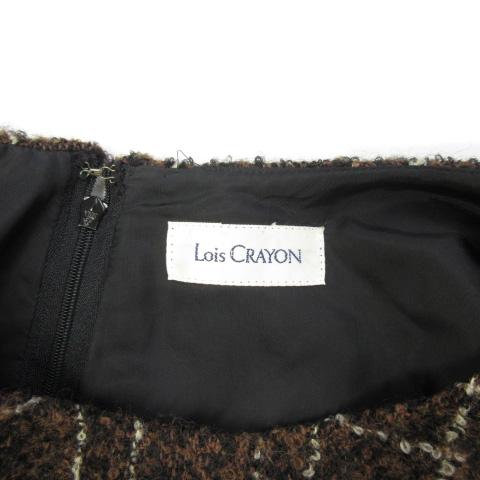 【中古】ロイスクレヨン Lois CRAYON スーツ ジャケット ワンピース チェック ツイード M 茶 ブラウン レディース 中古】ロイスクレヨン Lois CRAYON スーツ ジャケット ワンピース