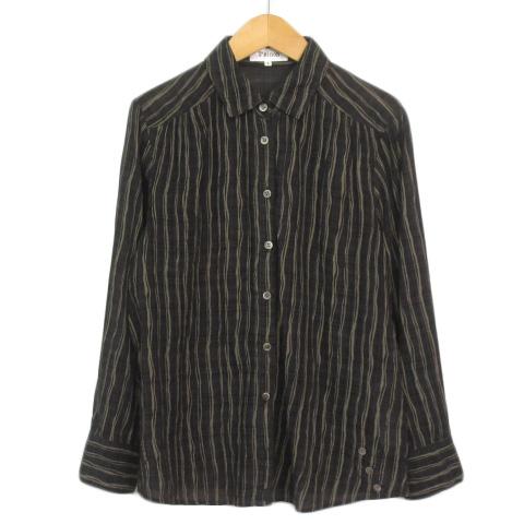 中古】セニノン Seninon シャツ ストライプ 長袖 1 黒 ブラック