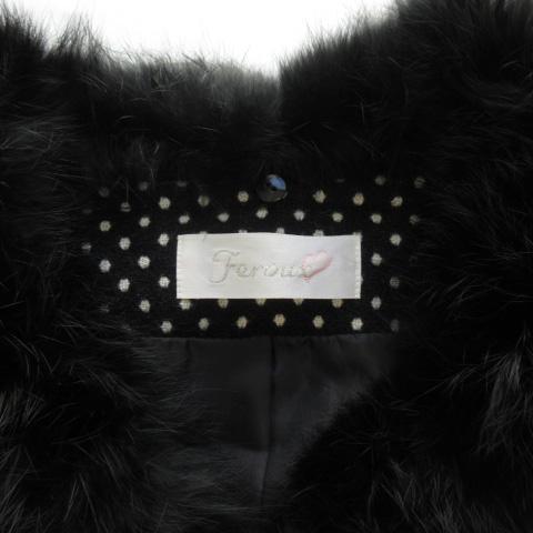 中古】フェルゥ Feroux コート ドット 2way ノーカラー ラビット