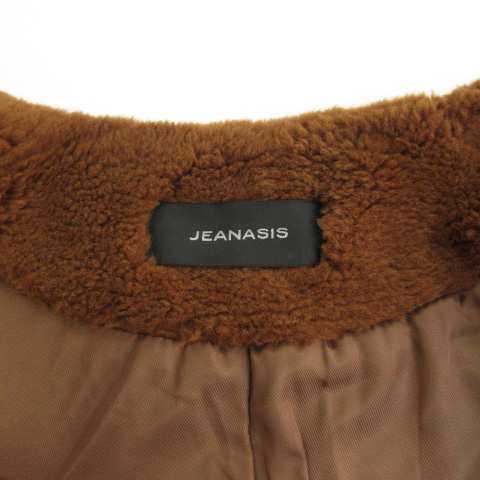 中古】ジーナシス JEANASIS ノーカラーコート フェイクファー ボア F