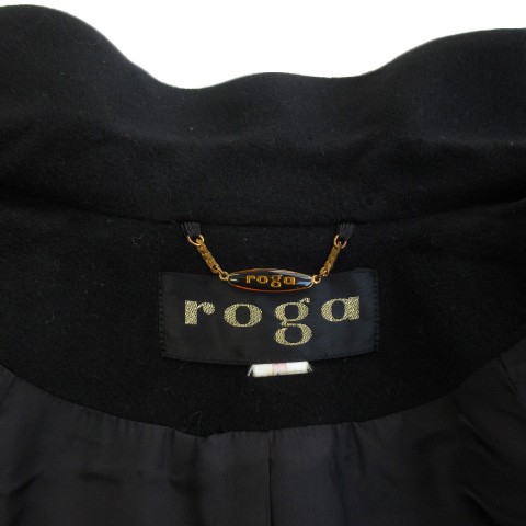 【中古】roga ロガ ピュアカシミヤ コート ステンカラー ロング 11 黒 ブラック レディース｜au PAY マーケット