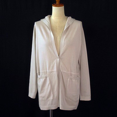 【中古】ジョルジュレッシュ GEORGES RECH シアーフーテッドカーディガン 36 グレージュ レディースの通販は