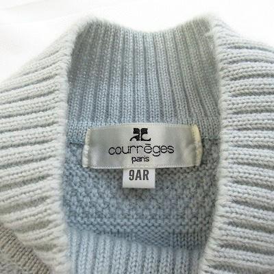 【中古】クレージュ courreges ワンピース チュニック ニット ケーブル編み 長袖 9 水色 レディース_3