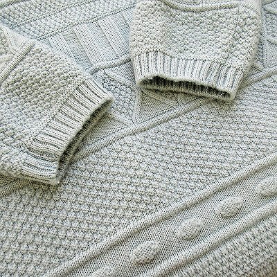 【中古】クレージュ courreges ワンピース チュニック ニット ケーブル編み 長袖 9 水色 レディース_5