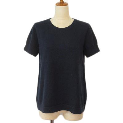 【中古】アーペーセー A.P.C. カットソー ニット 半袖 コットン カシミヤ M 紺 ネイビー レディース