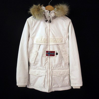 【中古】ナパピリ NAPAPIJRI ジャケット 中綿 フード ファー XS 白 ホワイト レディースの通販は