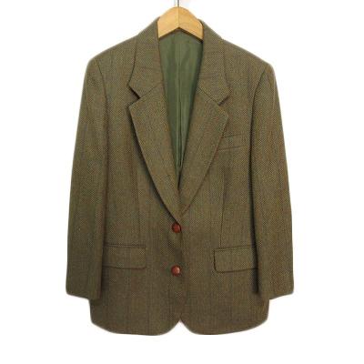 【中古】バーバリーズ Burberrys ジャケット テーラード ヘリンボーン ウール 13 国内正規 カーキ レディース