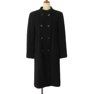 【中古】コルディア CORDIER コート ダブル カシミヤ ウール 42 黒 ブラック レディースの通販は
