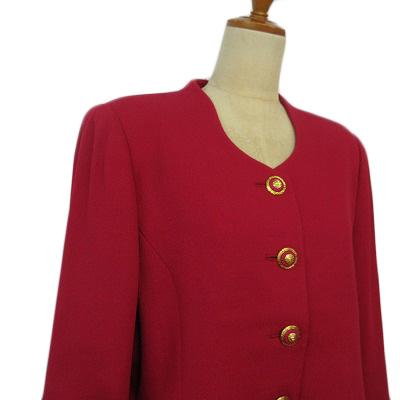 【中古】レリアン Leilian スーツ ノーカラージャケット スカート ウール 13+ 赤 レッド レディース_4