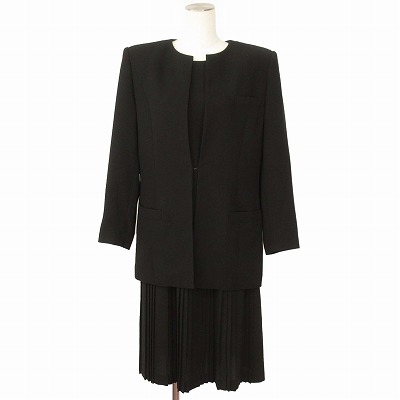【中古】ピエールカルダン Pierre Cardin ブラックフォーマル ジャケット ワンピース  9 黒 ブラック レディース