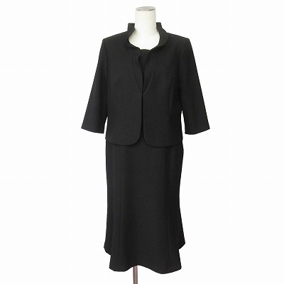【中古】カルヴェン CARVEN FORMAL 東京ソワール ブラックフォーマル ワンピース ジャケット 一体型 12 黒 レディース