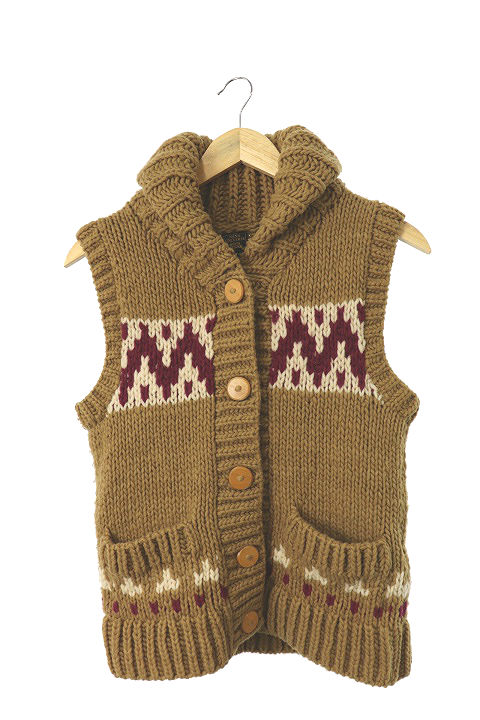 中古 ナノユニバース Nano Universe ベスト ニット ショールカラー 切替 総柄 ウール F ベージュ Ri23 レディースの通販はau Pay マーケット ブランド古着のベクトル