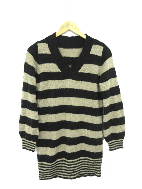 中古 スーパーハッカ Super Hakka ワンピース ミニ ニット Vネック ボーダー バルーンスリーブ ベージュ 黒 レディースの通販はau Pay マーケット ブランド古着のベクトル