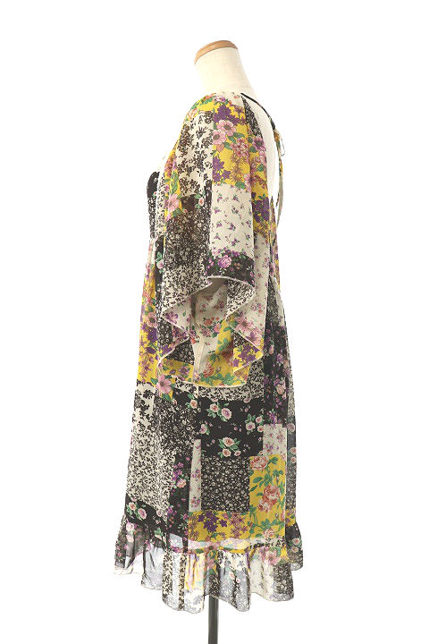 中古 ダズリン Dazzlin ワンピース フレア ひざ丈 スクエアネック 切替 レース 花柄 五分袖 M マルチカラー レディースの通販はau Pay マーケット ブランド古着のベクトル