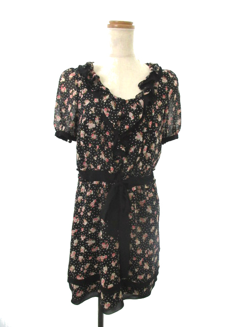 中古 アプワイザーリッシェ Apuweiser Riche ワンピース ひざ丈 ドット 花柄 半袖 2 黒 ブラック Yt37 レディースの通販はau Pay マーケット ブランド古着のベクトル