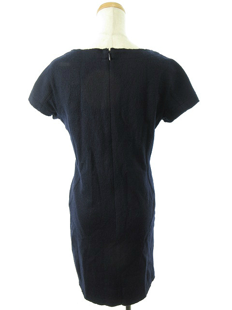 中古 プラステ Plst ワンピース ひざ丈 半袖 クルーネック リボン ウール 2 紺 ネイビー Su45 レディースの通販はau Pay マーケット ブランド古着のベクトル