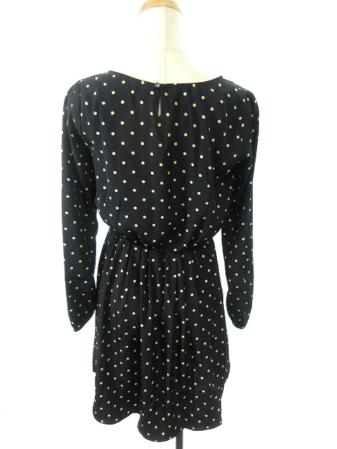 中古 アースミュージック エコロジー ワンピース ひざ丈 長袖 ドット S 黒 ブラック ベージュ レディースの通販はau Wowma ブランド古着のベクトル
