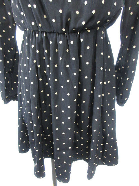 中古 アースミュージック エコロジー ワンピース ひざ丈 長袖 ドット S 黒 ブラック ベージュ レディースの通販はau Wowma ブランド古着のベクトル