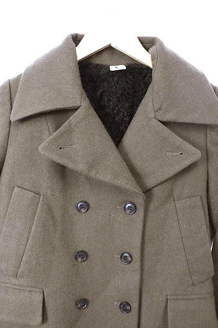 中古 ジュヌヴィエーヴ Jenevieve Pコート ピーコート ショート丈 ボア ウール 2 カーキ 緑 グリーン Jn15 レディースの通販はau Pay マーケット ブランド古着のベクトル