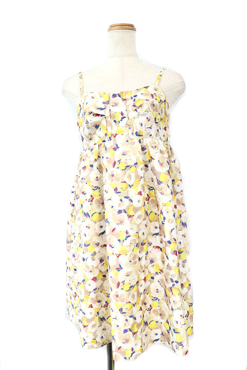 中古 フレイアイディー Fray I D ワンピース フレア ひざ丈 キャミソール 花柄 1 ベージュ Ri13 レディースの通販はau Wowma ブランド古着のベクトル