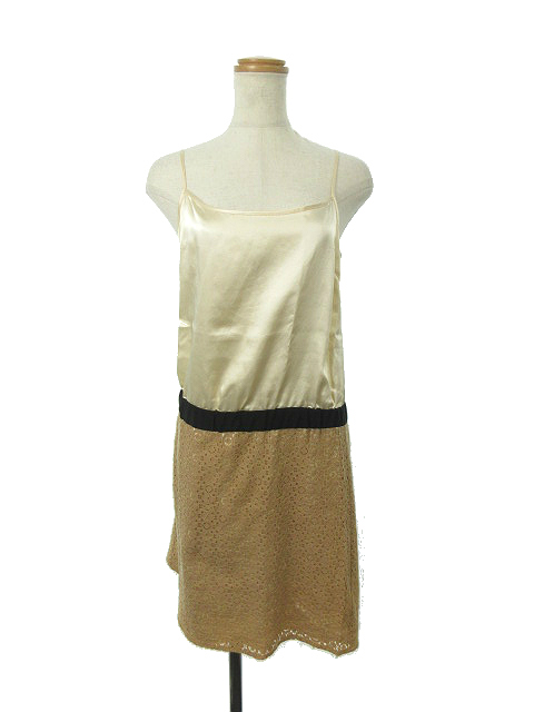 中古 ビームスハート Beams Heart ワンピース ひざ丈 キャミソール ストラップ レース ドッキング 0 ベージュ レディースの通販はau Pay マーケット ブランド古着のベクトル