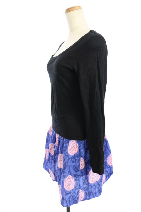 中古 ローズバッド Rose Bud ワンピース ミニ フレア ギャザー クルーネック 切替 花柄 バラ 長袖 F 黒 レディースの通販はau Pay マーケット ブランド古着のベクトル